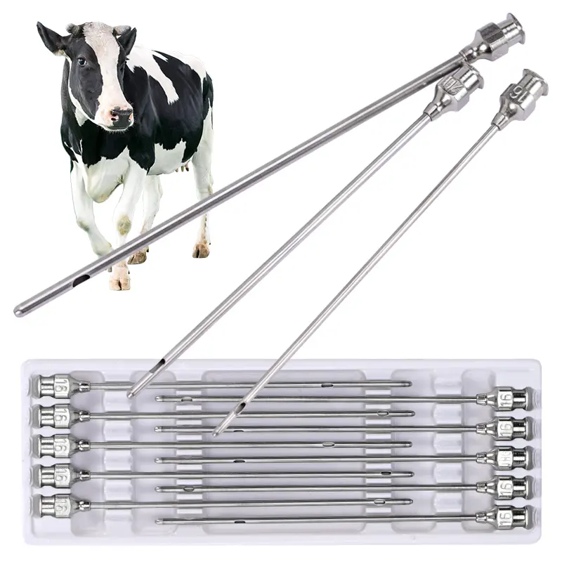 10Pcs Cow Teat Milk Passing Needle Mastitis Injection Udder Infusion Ruminal Puncture Stainless Steel Trocar Cannula Treatment