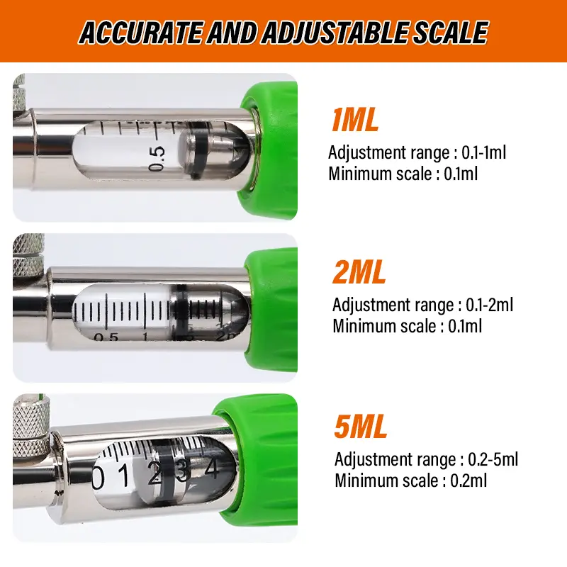 1ml/2ml/5ml Automatic Animal Continuous Syringe Veterinary Equipment With Bottles Vaccination Metal Multifunction Farm 1 Set