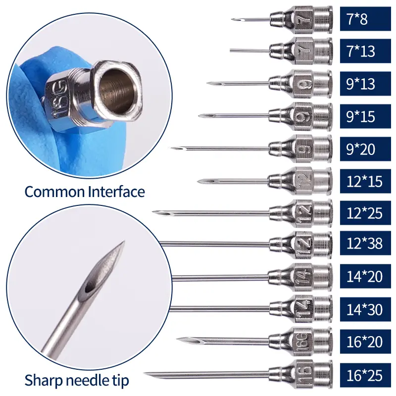 Multiple Specifications of Animal Metal Injection Needles, Stainless Steel Syringes, Cattle Sheep Vaccine Injection Needles