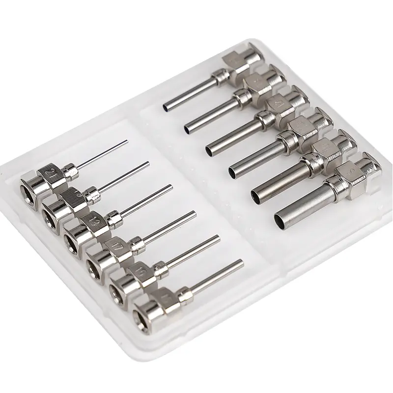 12Pcs 1/2 Inch Stainless-Steel Dispensing Needles for Injection Syringe Dispenser 8G -27g Dispenser Glue Blunt