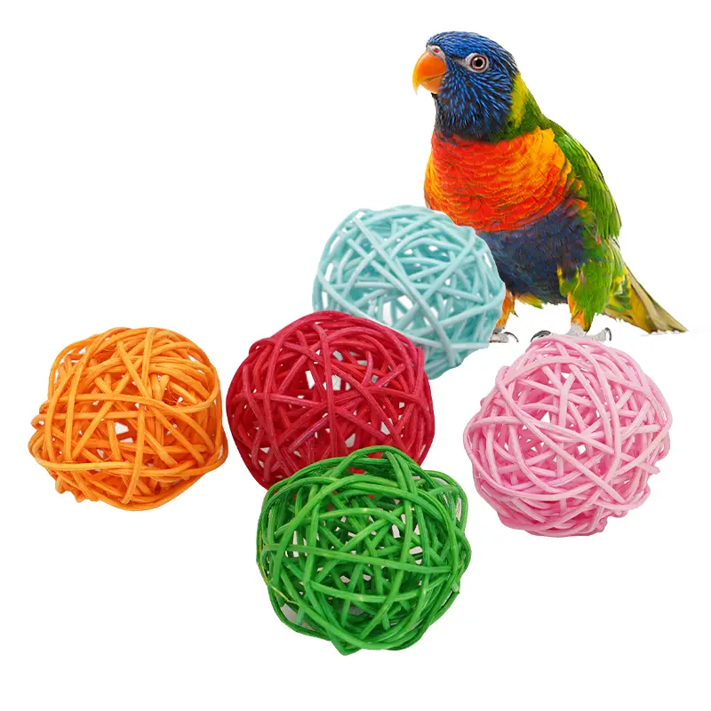 Pet Bird Toys Chewing Toys Bird Rattan Ball Toy For Parrot Budgie Parakeet Cockatiel Chewing Playing Toys Parrot Cages Toys 5pcs