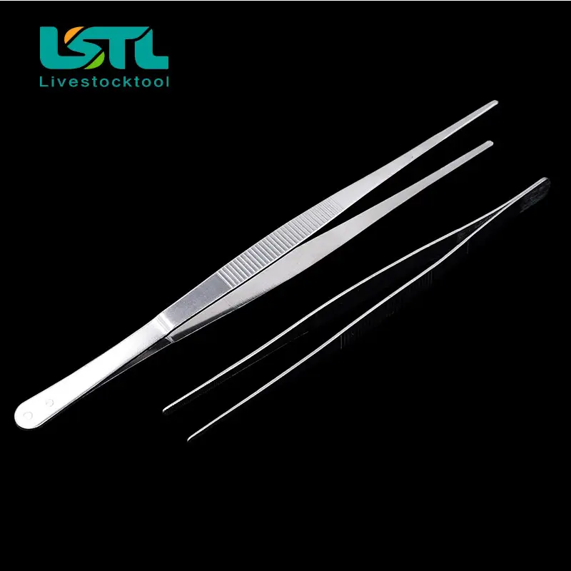 Toothed Tweezers Barbecue Stainless Steel Long Food Tongs Straight Home Medical Tweezer Garden Kitchen BBQ Tool 5 Sizes