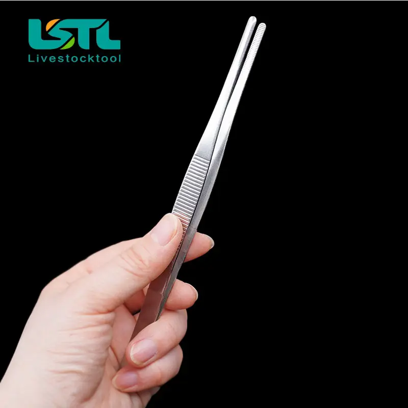 Toothed Tweezers Barbecue Stainless Steel Long Food Tongs Straight Home Medical Tweezer Garden Kitchen BBQ Tool 5 Sizes