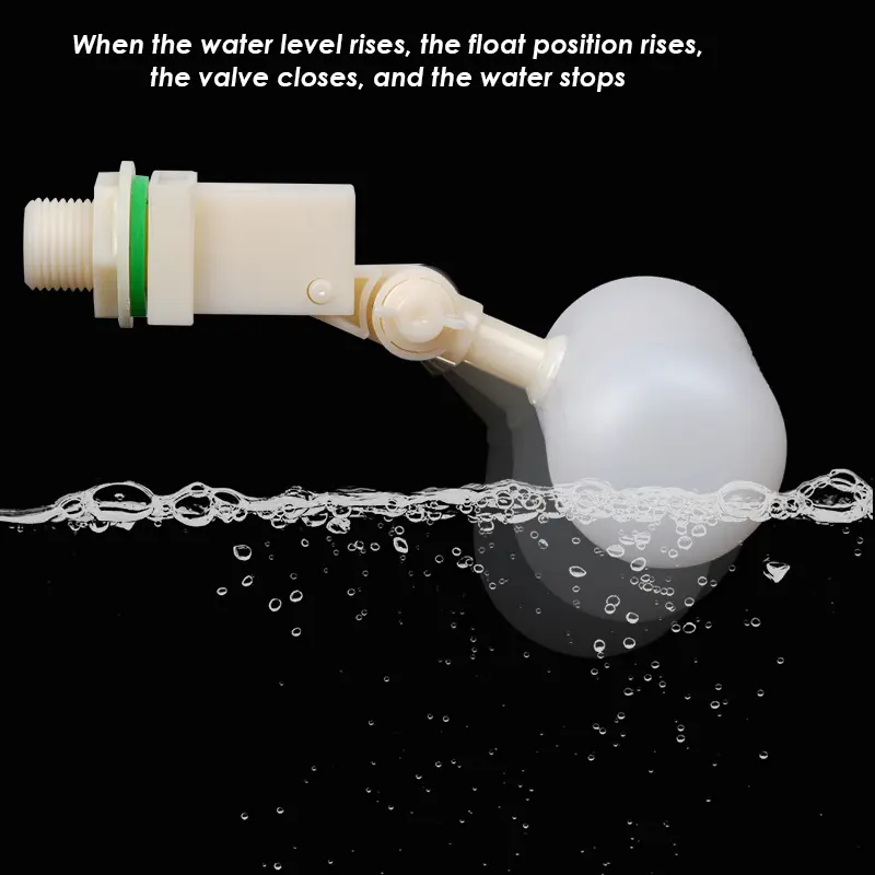 DN15 Adjustable 1/2" Floating Auto Fill Valve Automatic Fill Tank Water Level Control 1/2" Thread Plastic Float Ball Valve