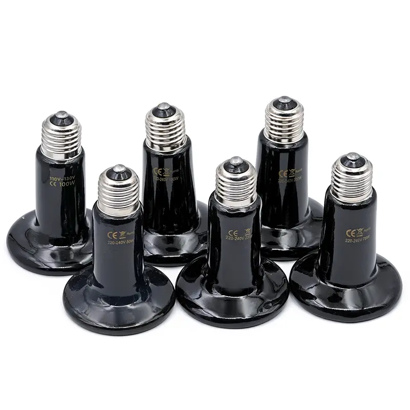 25W 50W 75W 100W 150W 200W Far Infrared Pet Heating Lamp Ceramic 110V 220V Reptile Turtle Brooder Bulb Heat Emitter Light Bulb
