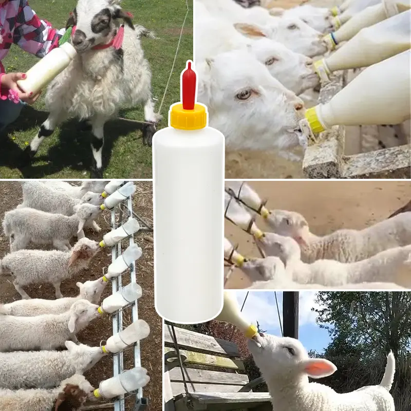 1PCS Lamb Milking Bottle Nipple Drinker Plastic Piglet Sheep Goat Feeding Waterer 400ML Capacity Nursery Farming Veterinary