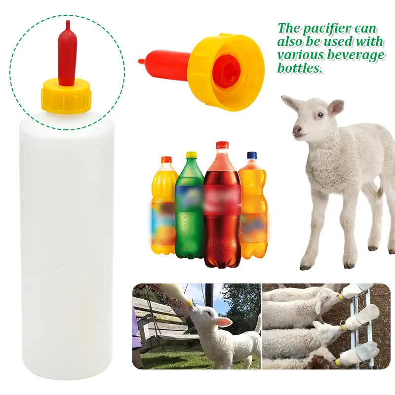 1PCS Lamb Milking Bottle Nipple Drinker Plastic Piglet Sheep Goat Feeding Waterer 400ML Capacity Nursery Farming Veterinary