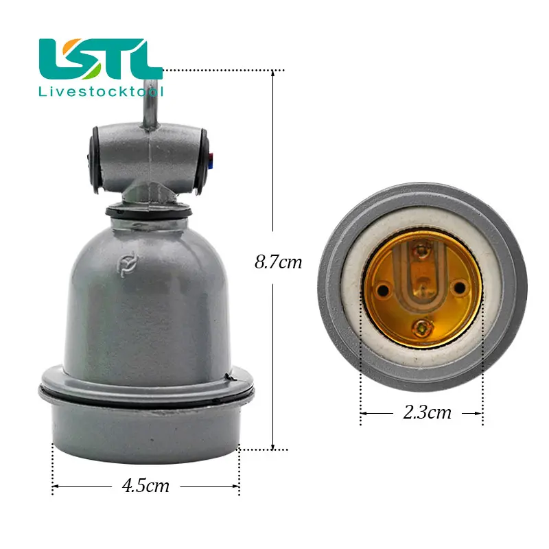 E27 Pet Reptile Heating Lamp Holder &  Power Cord Control Switch Piglet Chicken Brooder Heating Spiral Light Socket