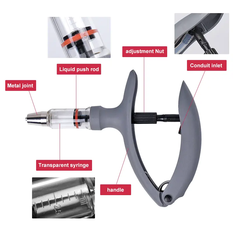 2ml/5ml Animal Continuous Syringe for Pig Goat Injection of Needles into Pigs, Cattle, sheep, chickens and poultry