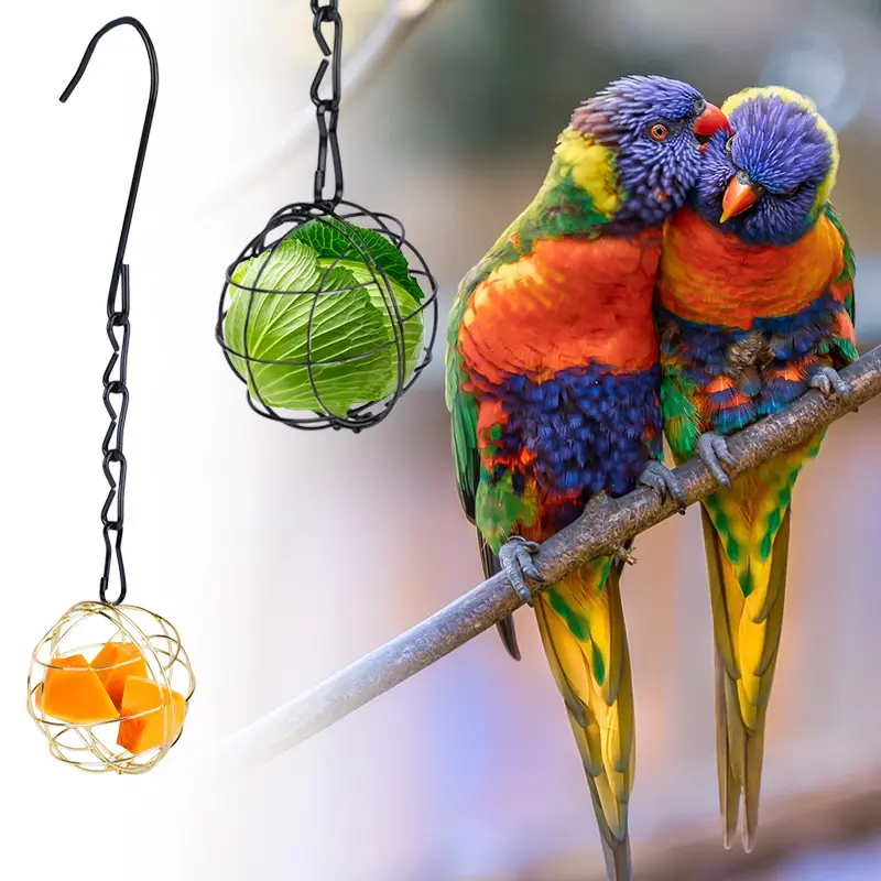Outdoor Bird Hanging Feeder Suet Ball Feeder Bird Suet Balls Holder For Bird Feeding Metal Bird Feeder Fat Ball Energy 1Pcs
