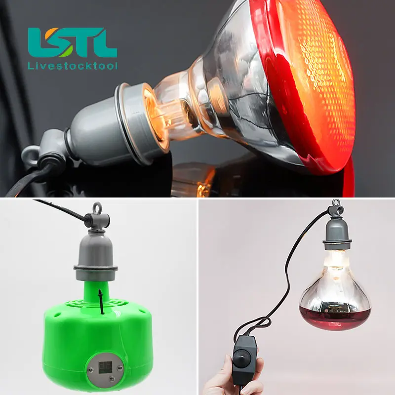 E27 Pet Reptile Heating Lamp Holder &  Power Cord Control Switch Piglet Chicken Brooder Heating Spiral Light Socket