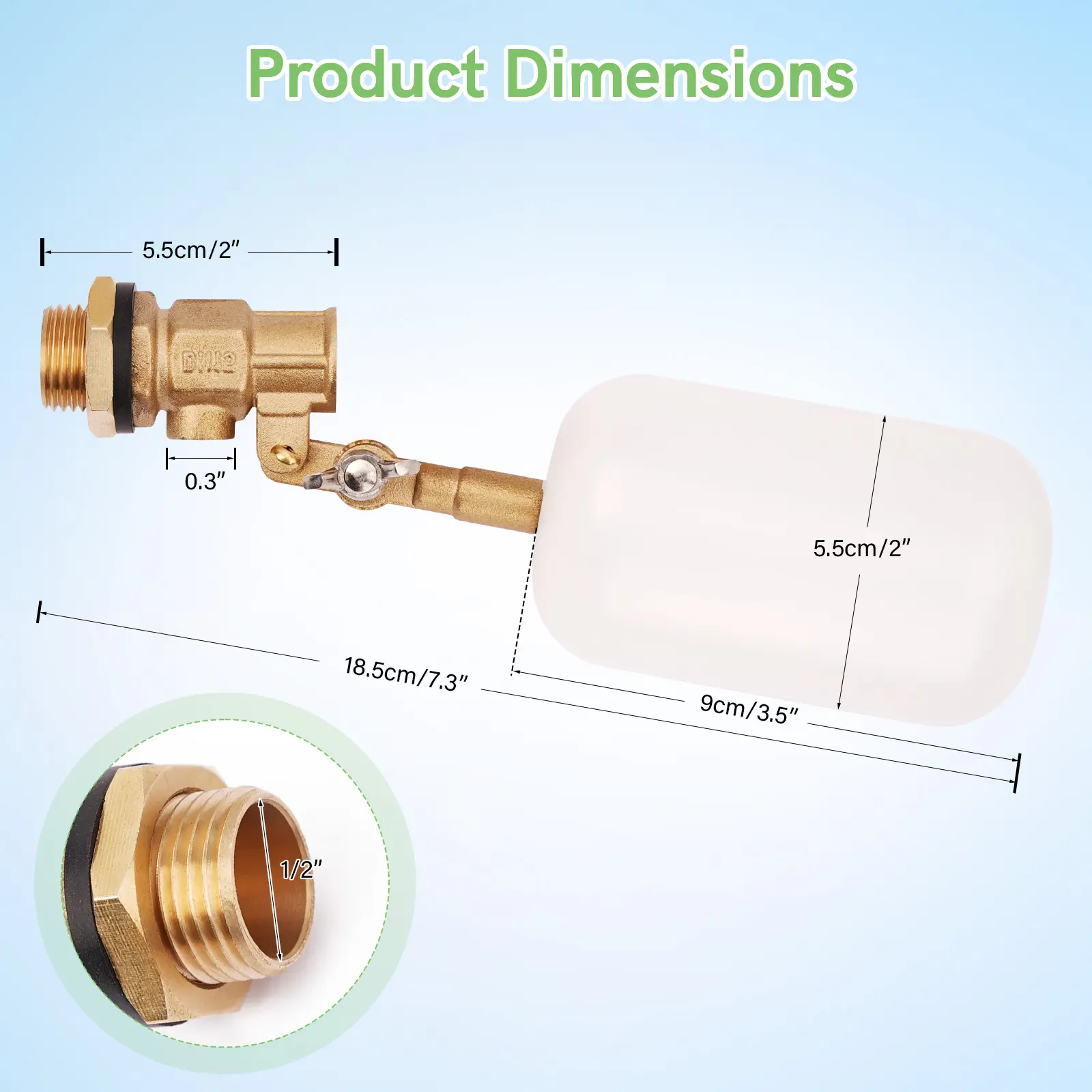 1/2 Inch Float Valve, Water Float Valve For Pond Float Valve Shutoff Auto Fill, For Livestock Tanks, Aquariums(1PCS)