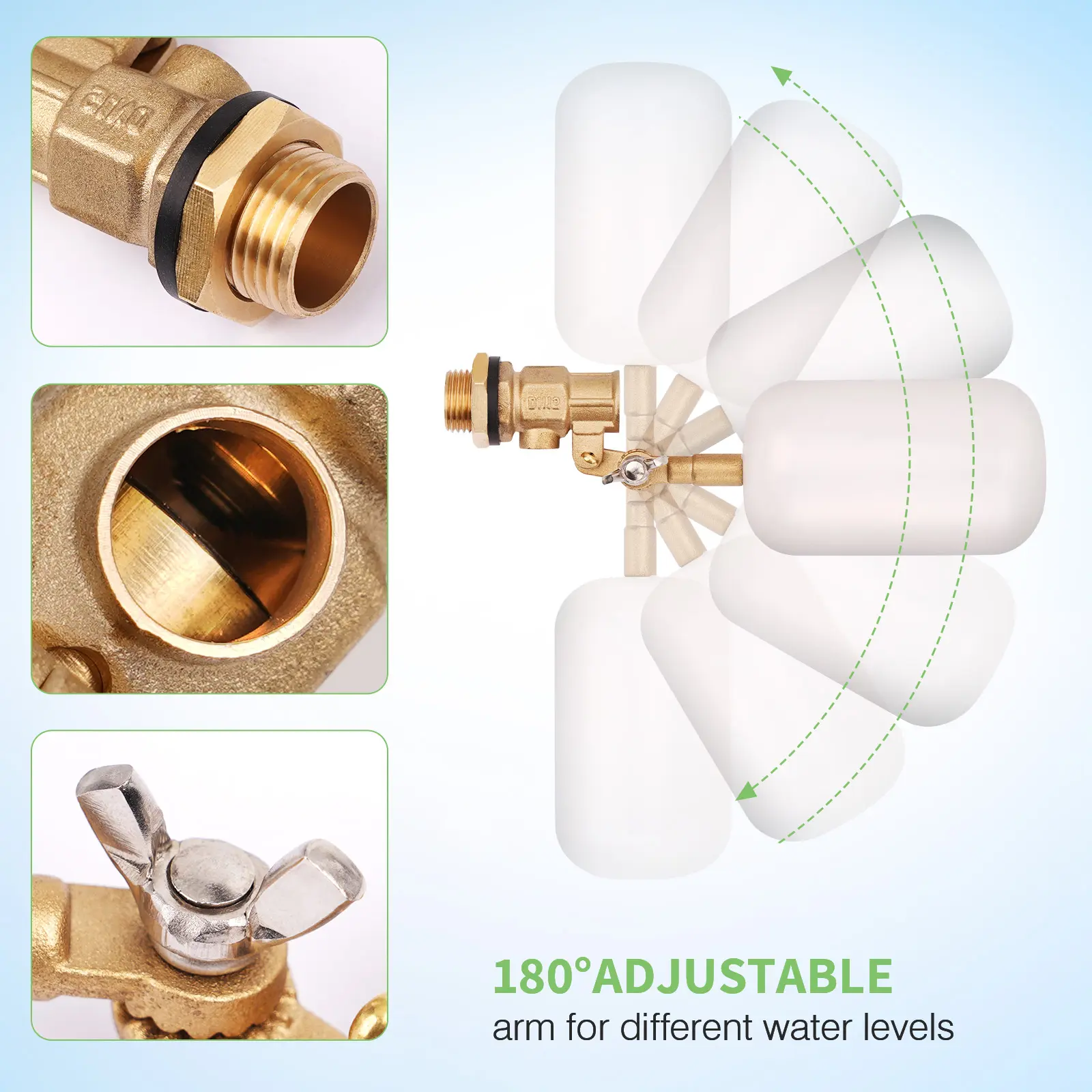 1/2 Inch Float Valve, Water Float Valve For Pond Float Valve Shutoff Auto Fill, For Livestock Tanks, Aquariums(1PCS)