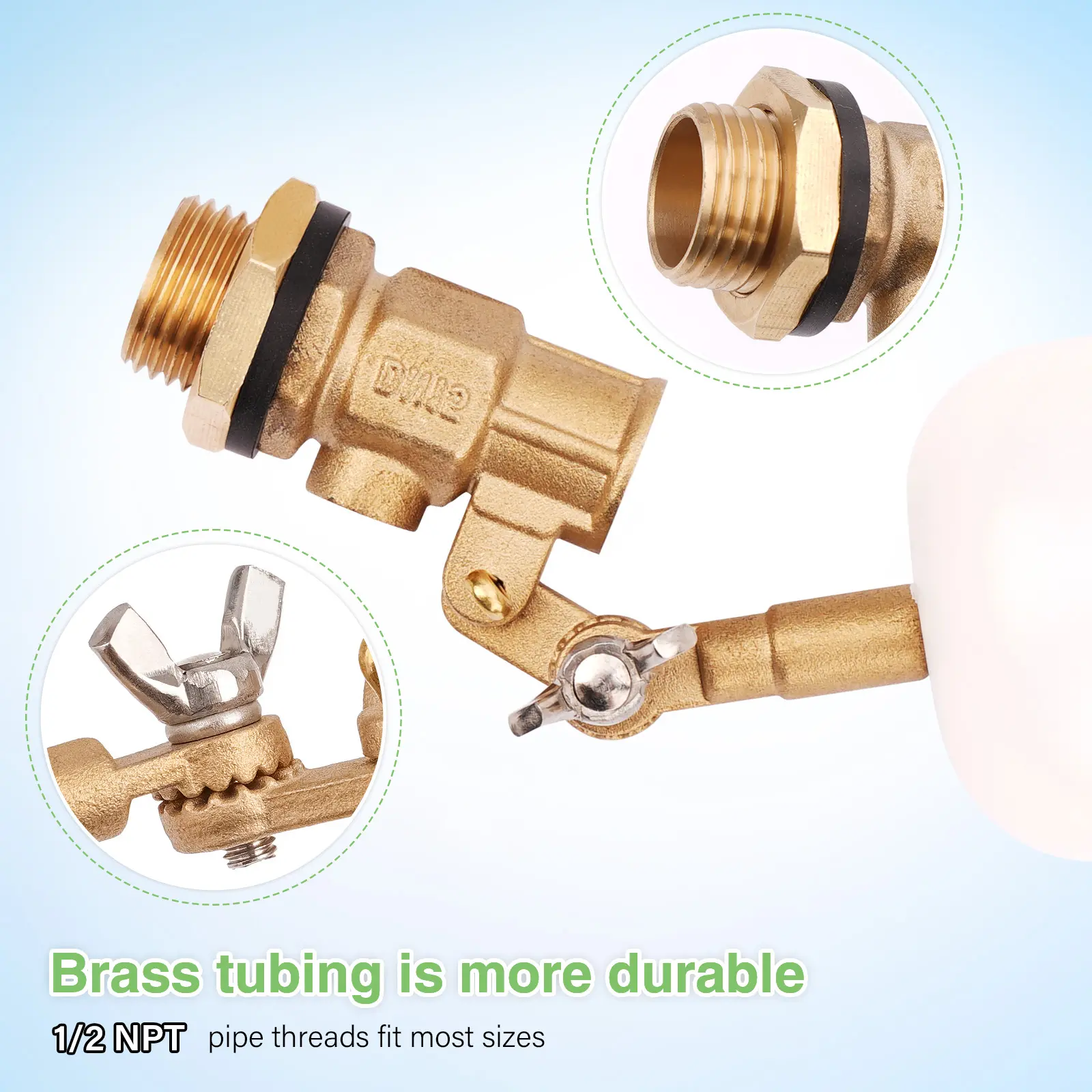 1/2 Inch Float Valve, Water Float Valve For Pond Float Valve Shutoff Auto Fill, For Livestock Tanks, Aquariums(1PCS)