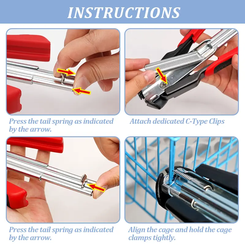 C-type Animal Wire Cage Hog Ring Plires Nail Gun Cage Clamp Chicken Bird Pet Cage Installation Tools Fence Buckle Ring Plires
