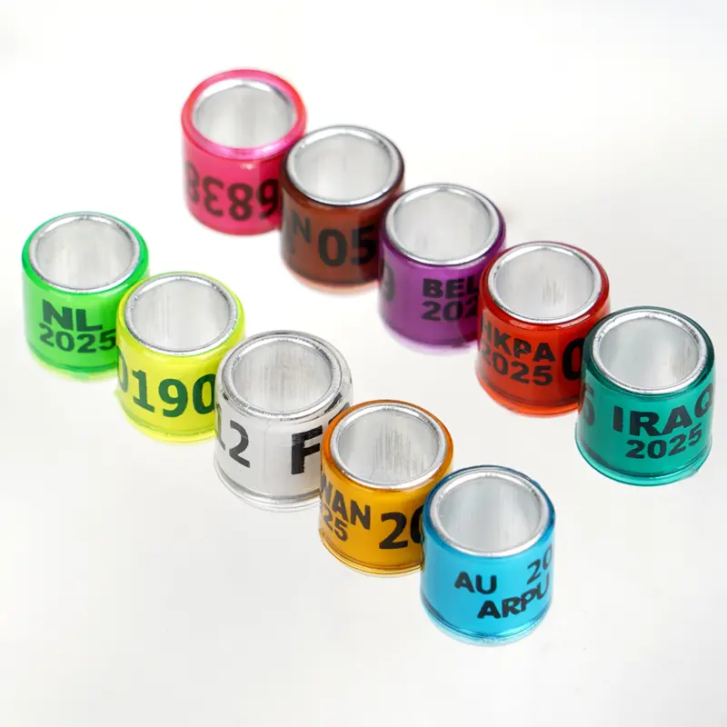 100 Pcs 2025 Aluminum Plastic Pigeon Foot Ring With Number Letter Bird Leg Sign Rings Fly Race Identification Circle Pilgrims