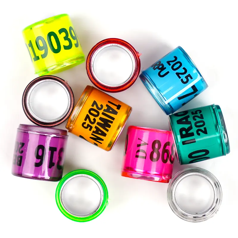 100 Pcs 2025 Aluminum Plastic Pigeon Foot Ring With Number Letter Bird Leg Sign Rings Fly Race Identification Circle Pilgrims