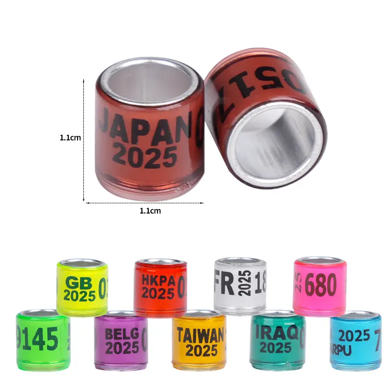 100 Pcs 2025 Aluminum Plastic Pigeon Foot Ring With Number Letter Bird Leg Sign Rings Fly Race Identification Circle Pilgrims