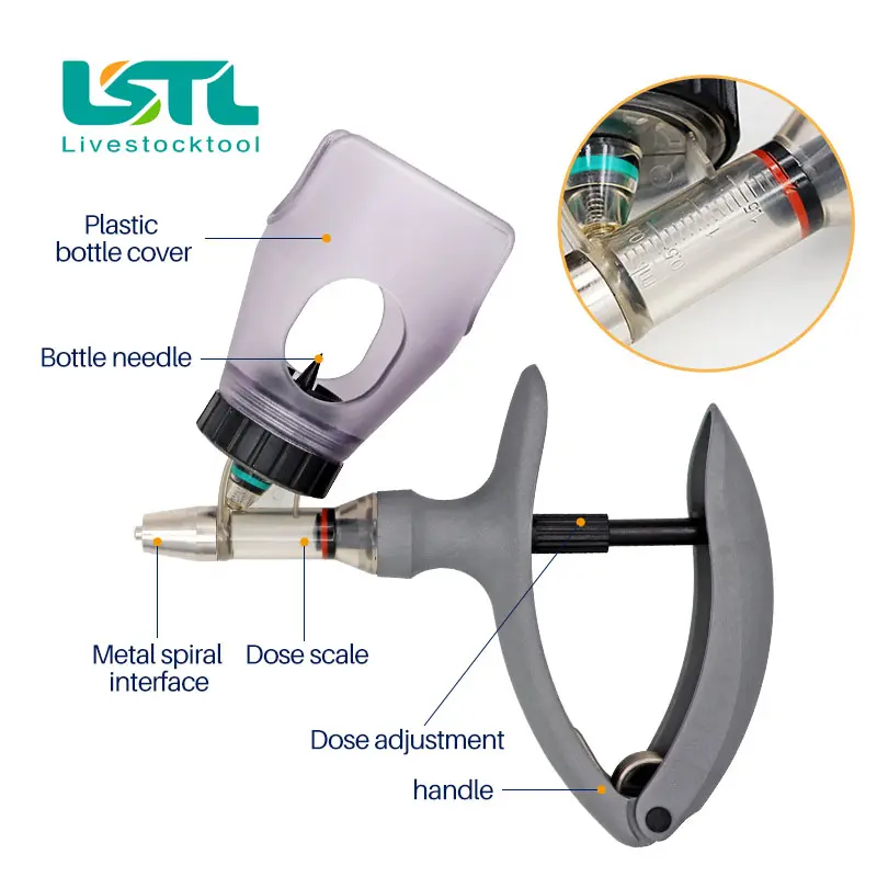 2ml /5ml Automatic Veterinary Continuous Syringe Animal Injection Adjustable Vaccine Injection for livestock Pig Cattle Sheep