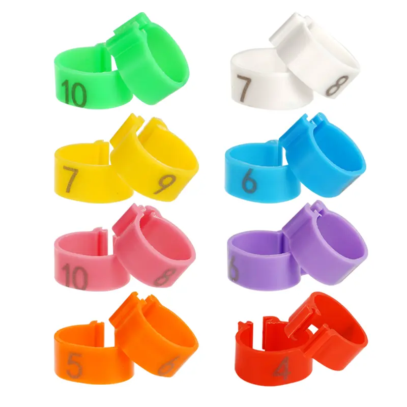 16mm/20mm Chicken Foot Ring 8 Colors With Numbers Poultry Identification Tools Leg Rings Clip for Chick Duck Goose 100Pcs