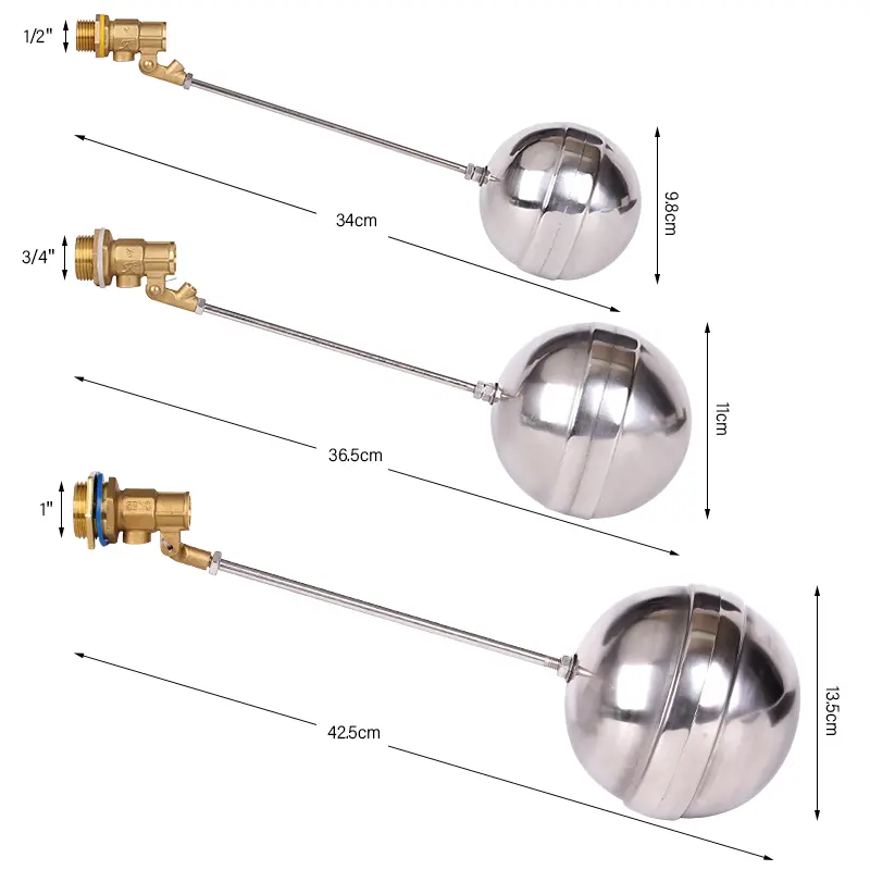 1/2" 3/4" 1" Brass Float Valve Cold and Hot Water Tank Floating Ball Valve SS201 Stem Flow Control Cistern/Expansion Tanks