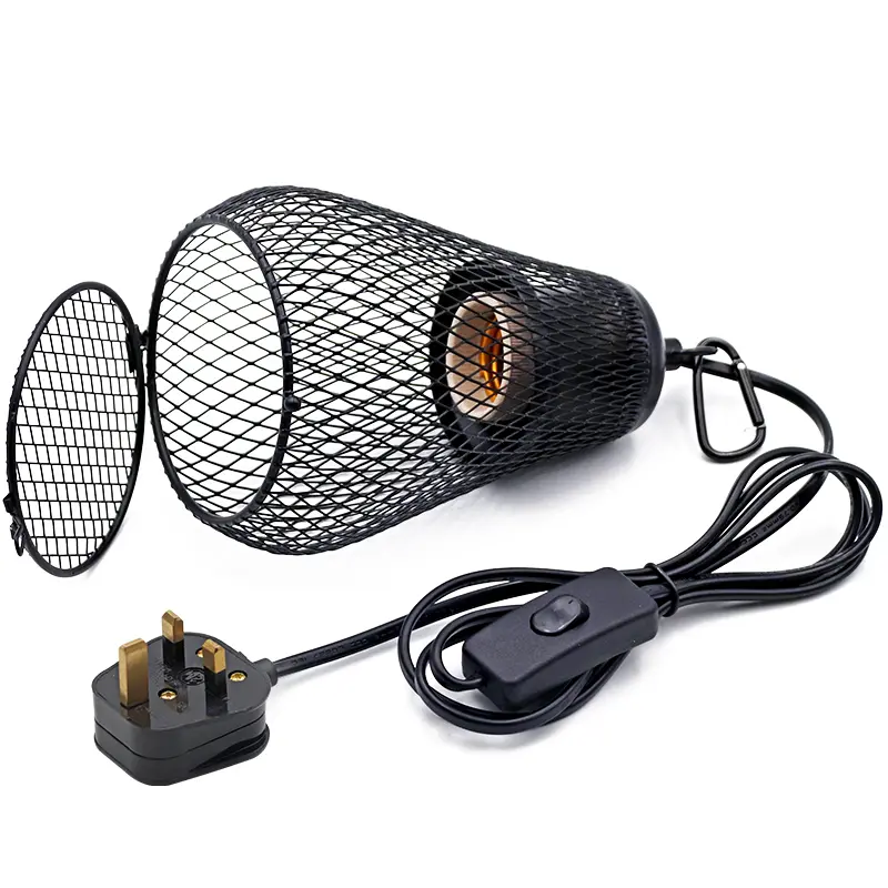 220V Pet Reptile Heating Cage Cover Ceramic Heat Lamp Ceramic Coop Heater Kit Heater Guard for Chicken Lizard Turtle Brooder