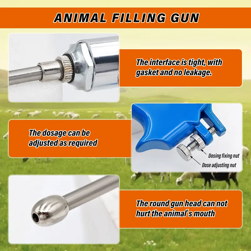 5/10/20/30ml Veterinary Continuous Dosing Device Animal Automatic Vaccine Drug Gun Drench for Cattle Goat Pig Injection