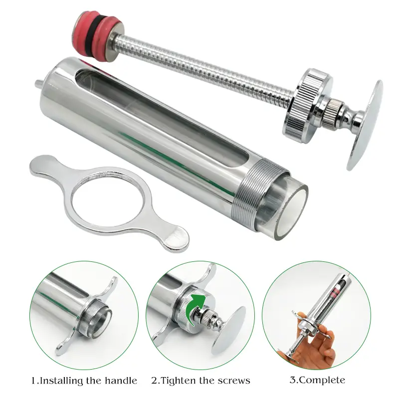 10/20/30/50ML Stainless Steel Syringe Hypodermic Veterinary Animal Syringe for Pig Cattle Sheep Injector Vet Tools Farm Supplies