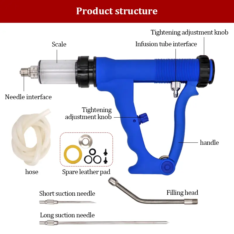 10/20/30/50ml Continuous Feeding Medicine Syringe Veterinary Dosing Device Animals Pig Chicken Cattle Livestock 1Pcs