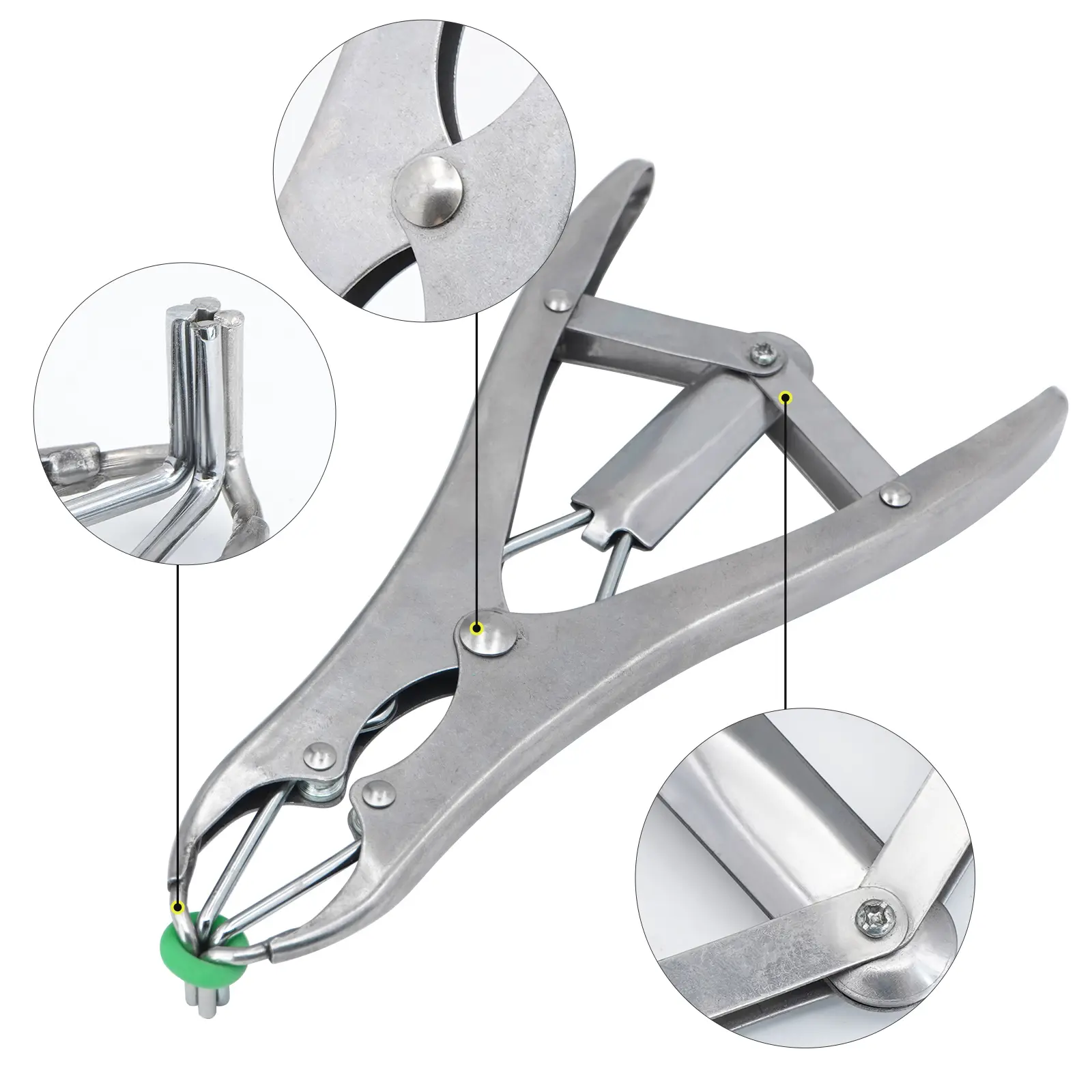 Stainless Steel Sheep Broken Tail Castration Forceps Expansion Clamp Elasticity Rubber Castration Rings Farm Animal Bloodless