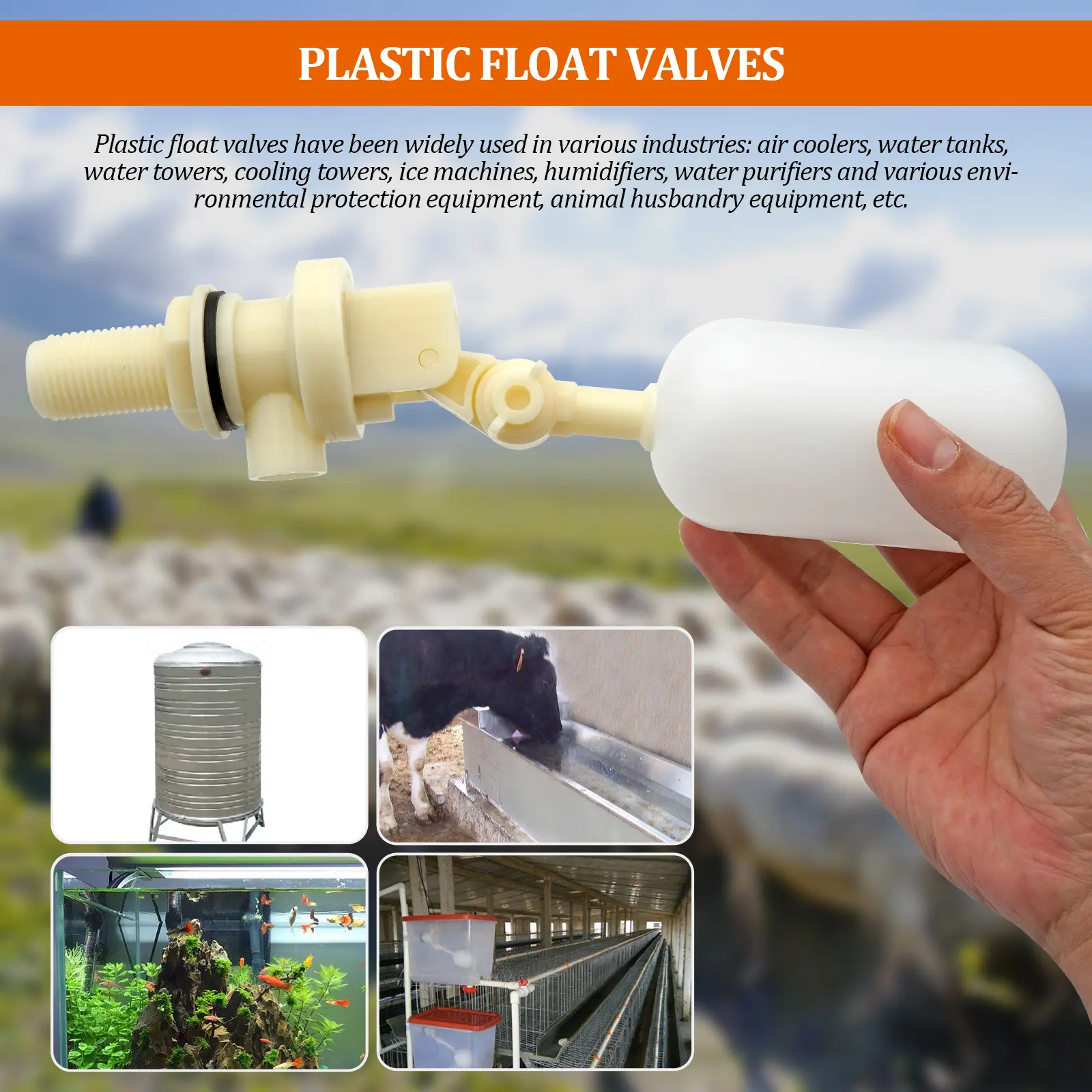 3Pcs Water Tank Float Valve 1/2" for Automatic Water Bowl Horse Cattle Goat Sheep Pig Dog Water Trough Farm Supplies