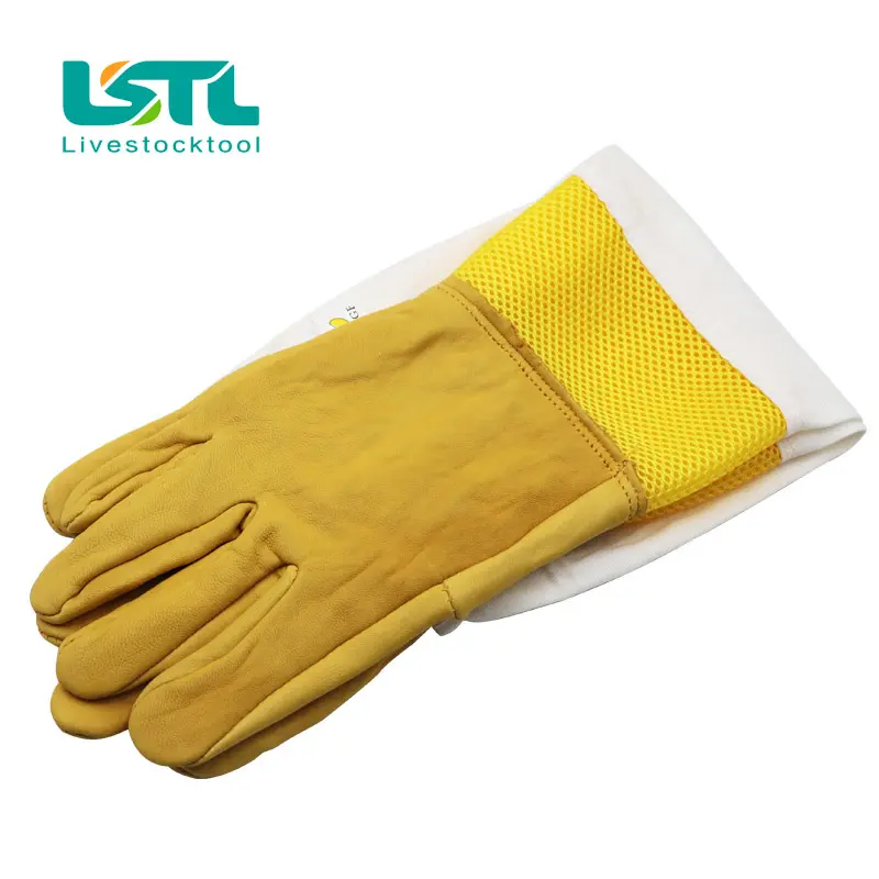 Beekeeper Protective Gloves Anti Bee Breathable Goatskin Yellow Gloves Beekeeping Protective Tools 1 Pair