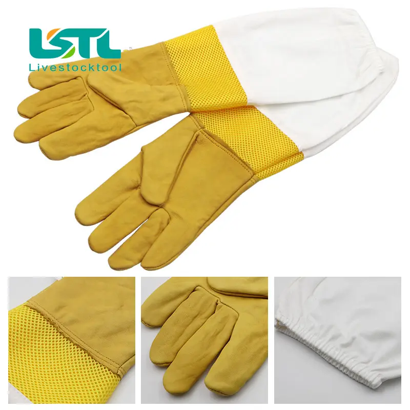 Beekeeper Protective Gloves Anti Bee Breathable Goatskin Yellow Gloves Beekeeping Protective Tools 1 Pair