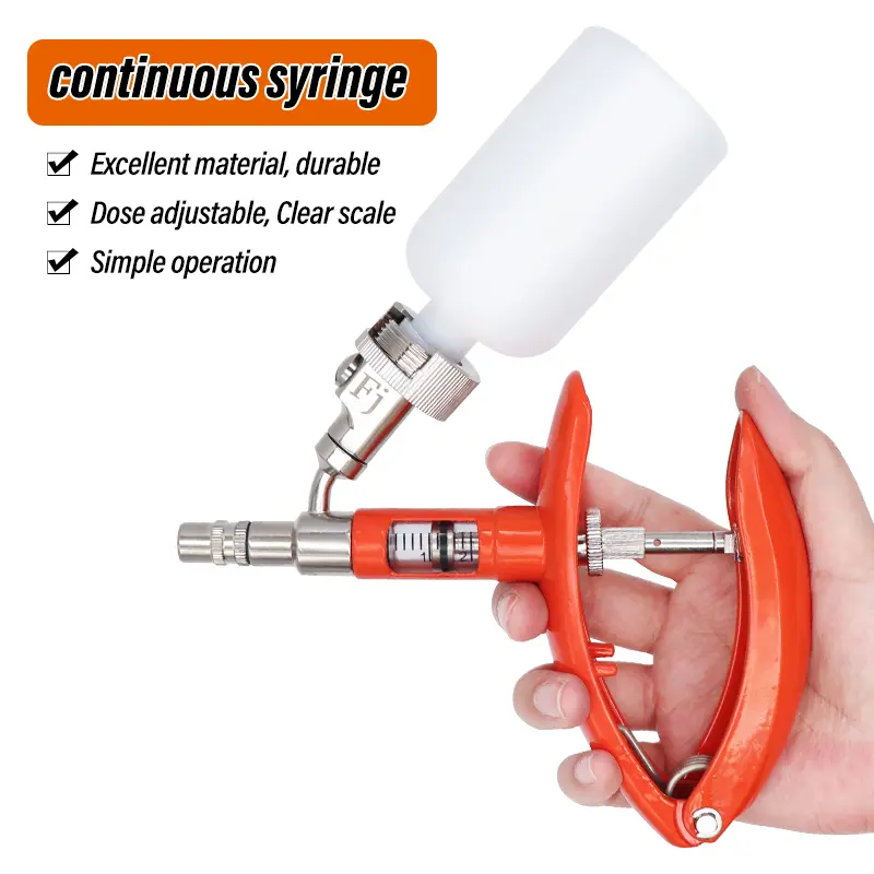 2ml/5ml High Precision Metal Continuous Syringe Pig Chicken Vial Syringe Sheep Syringe Vaccine Syringe Veterinary Equipment