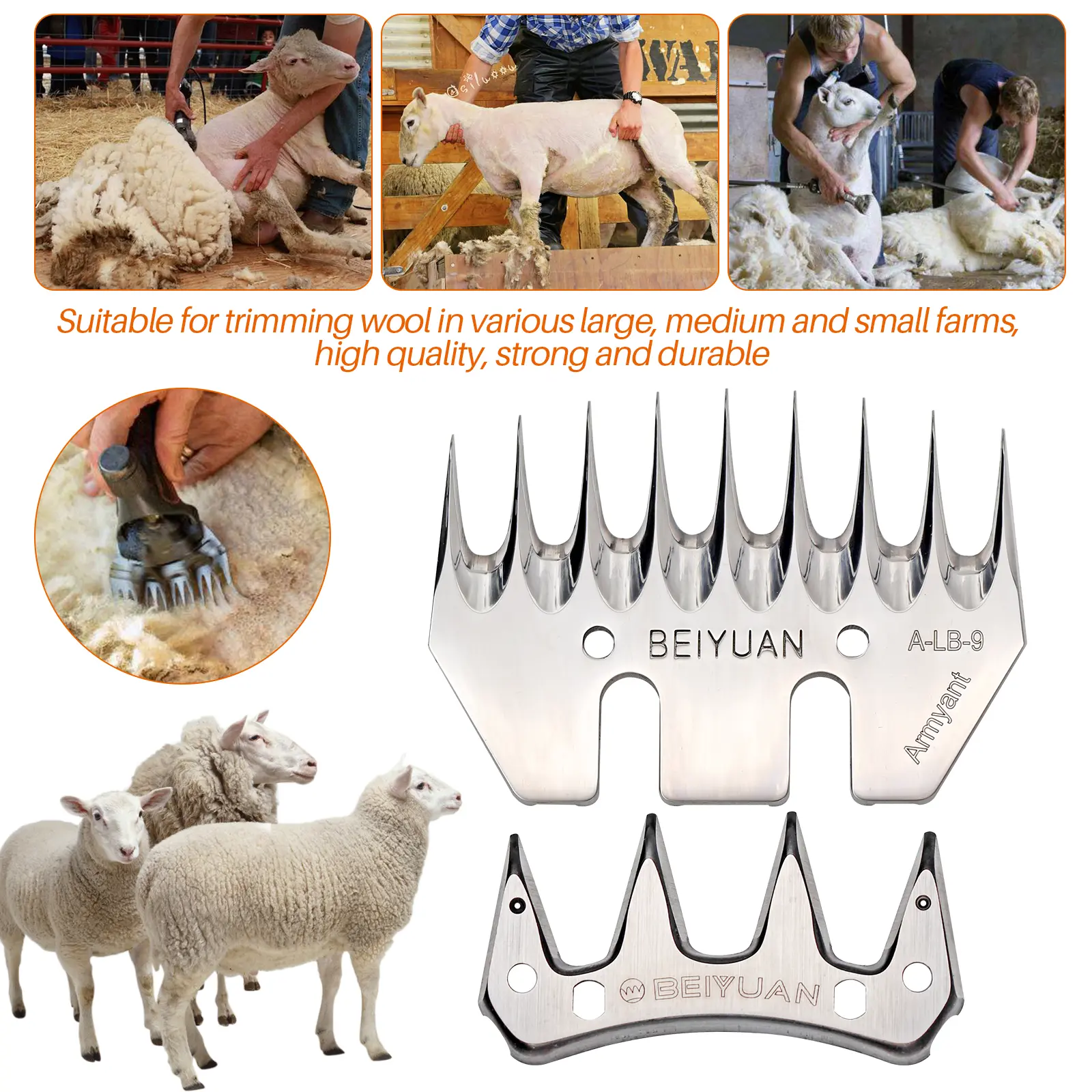 BEIYUAN Sheep Shears Comb Cutter Shearing Clipper 9T Blade Goats Alpaca Farm Shears Sheep Clipper Scissors Accessories 1Pc
