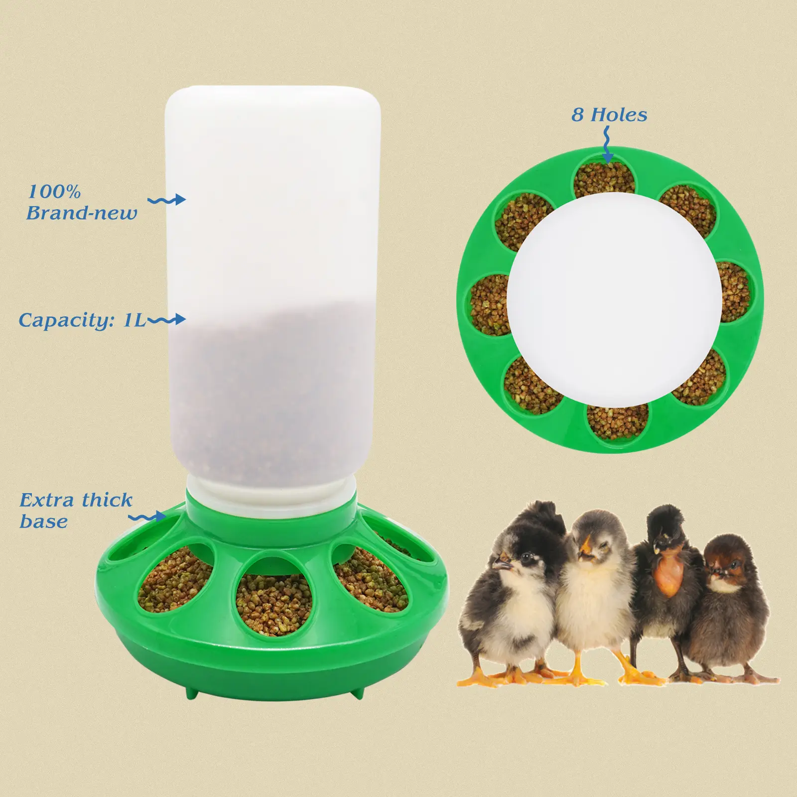 1L Poultry Chicken Feeder Bucket Water Fountain Poultry Automatic Chick Drinker Bucket Drinking Quail drinking Bird equipment
