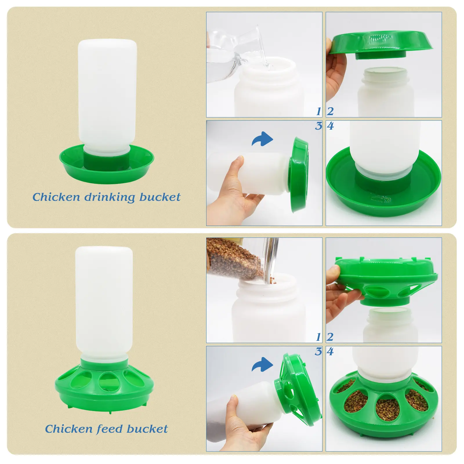 1L Poultry Chicken Feeder Bucket Water Fountain Poultry Automatic Chick Drinker Bucket Drinking Quail drinking Bird equipment