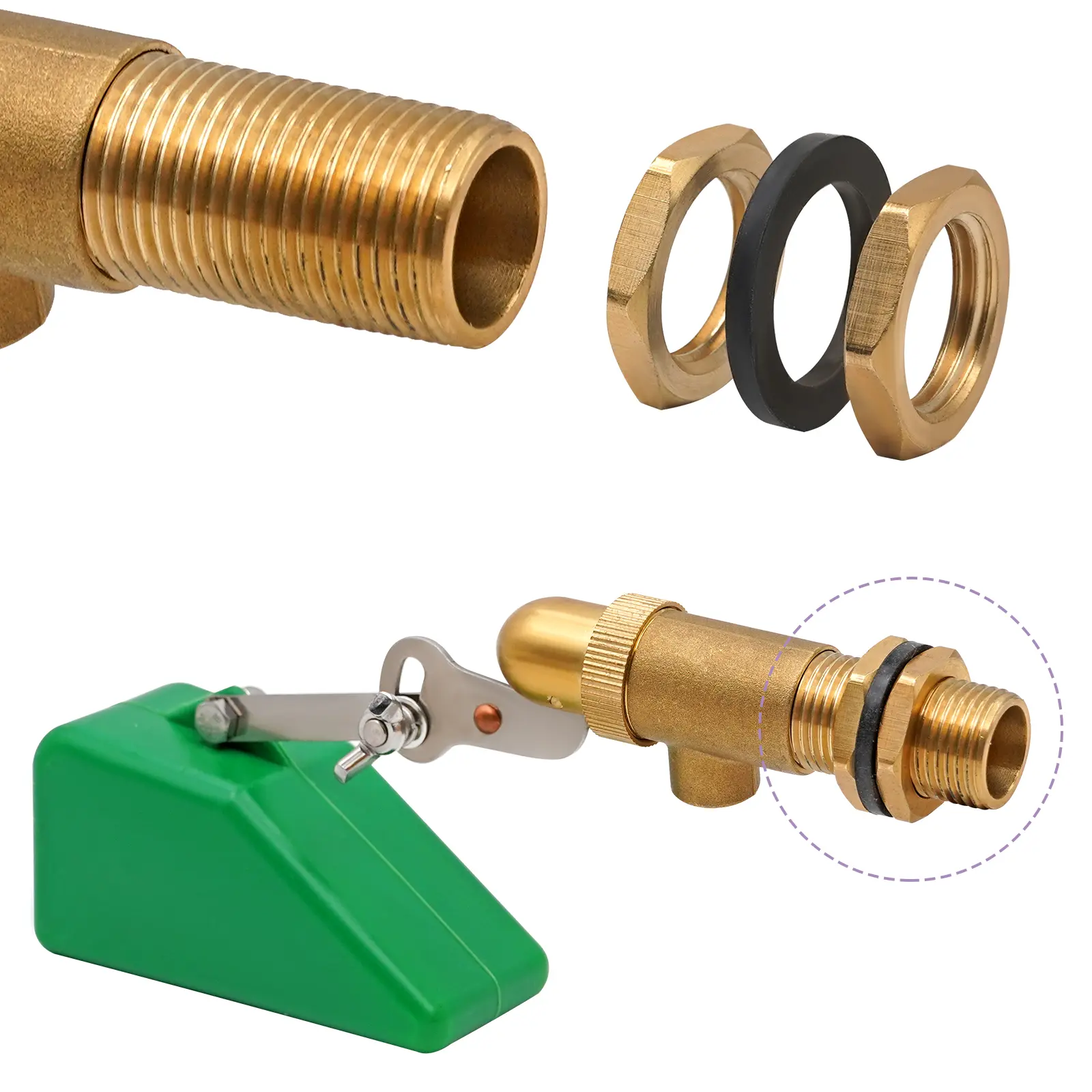 1Pcs Brass Float Valve 1/2 Inch Drinker Bowl Copper Water Float Valve Adjustable Arm Automatic Fill Float Valve Water Tank