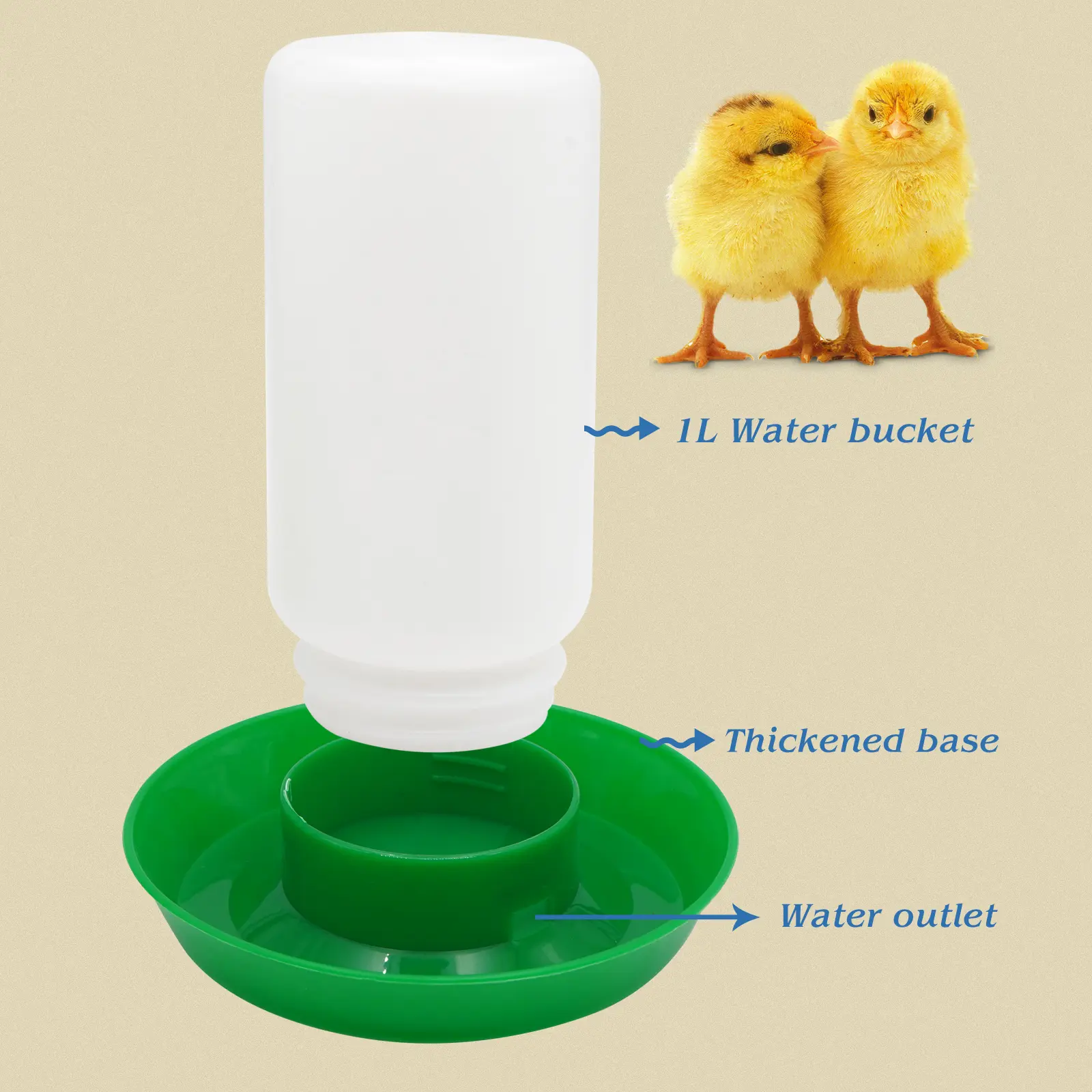 1L Poultry Chicken Feeder Bucket Water Fountain Poultry Automatic Chick Drinker Bucket Drinking Quail drinking Bird equipment