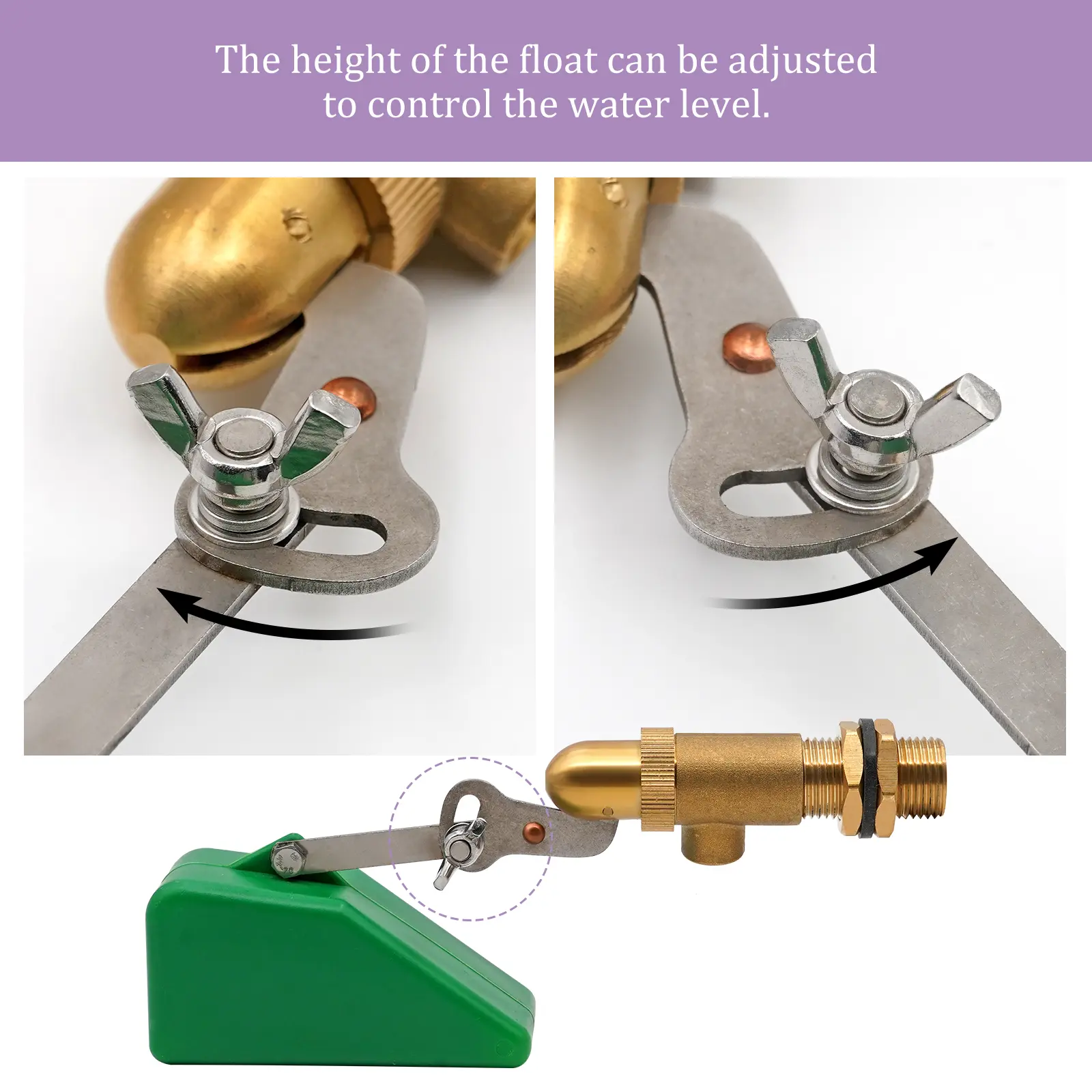 1Pcs Brass Float Valve 1/2 Inch Drinker Bowl Copper Water Float Valve Adjustable Arm Automatic Fill Float Valve Water Tank