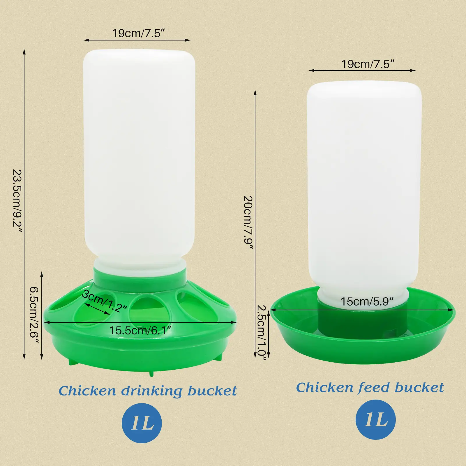 1L Poultry Chicken Feeder Bucket Water Fountain Poultry Automatic Chick Drinker Bucket Drinking Quail drinking Bird equipment