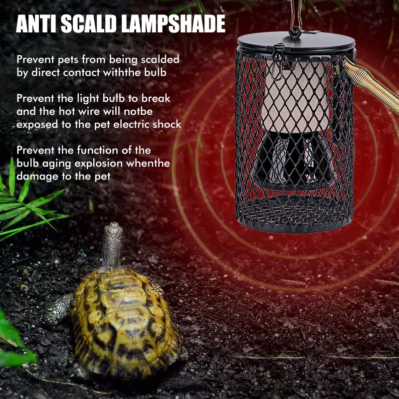 E27 Reptile Heating Lamp Bulb with Protective Cover Against Scalding No Light Emitting Heater for Reptile 220V