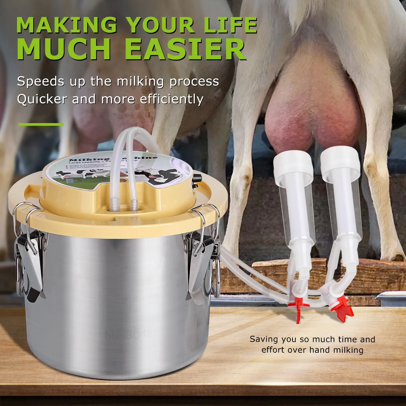 8L Integrated Electric Milking Machine for Cattle and Sheep, Portable Household Breast Pump with Charging and Plugging Functions