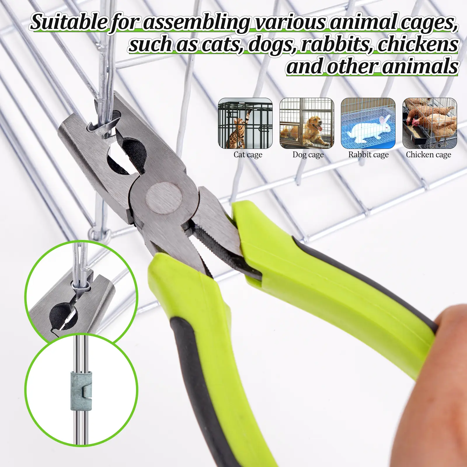 New Cage Assembly Pliers Chicken Rabbit Cat Dog Cage Fastening Accessories + Buckle Nails Installation Repair Tools Cage Pliers