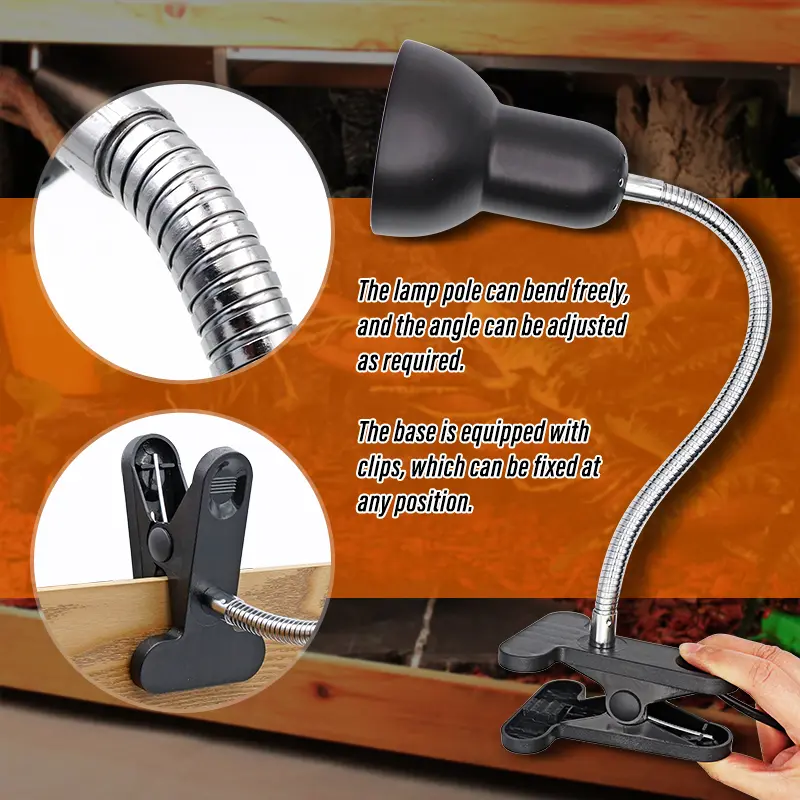 Pet Animals Heat Light Reptile Heating Lamp E27 Clip-on Lamp Holder Turtle Basking UV Light Bulbs Heating Lamp Amphibians