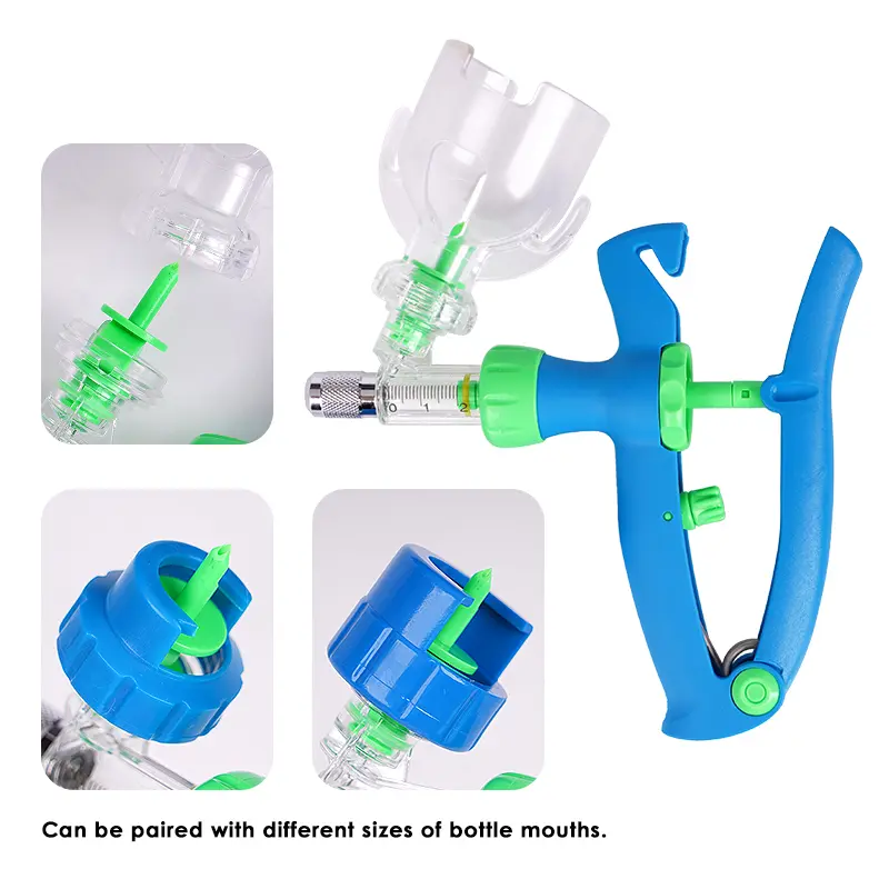 2ml/5ml Veterinary Animals Automatic Continuous Syringe With Needles Animal Injection Adjustable Vaccine Poultry Farm Injector