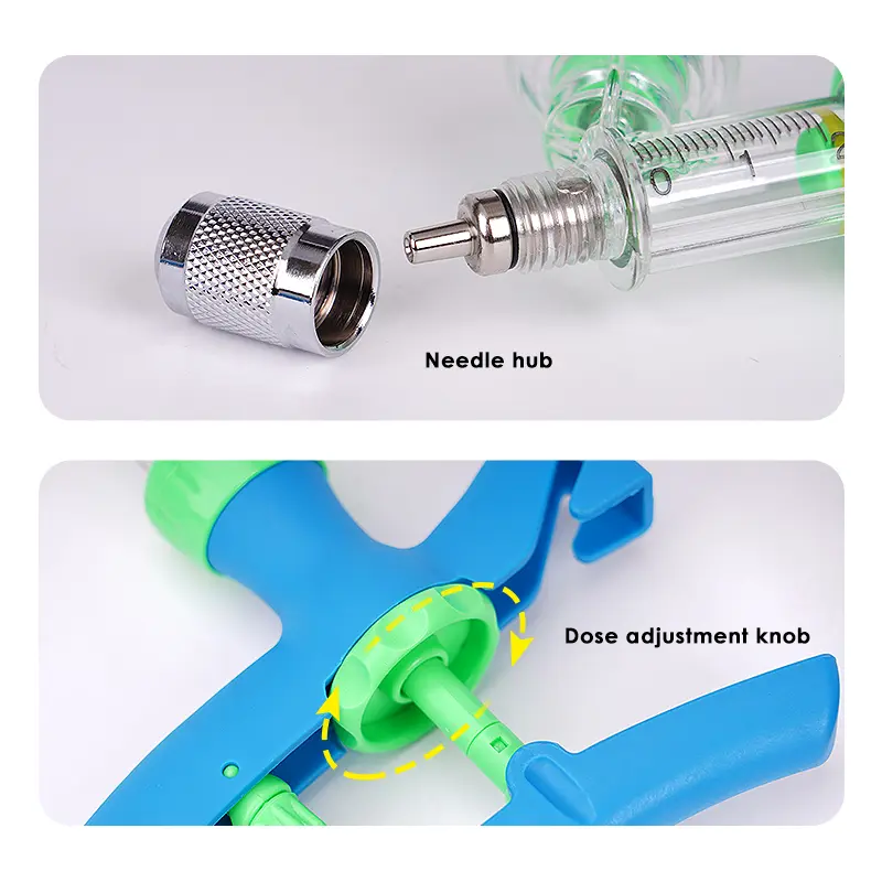 2ml/5ml Veterinary Animals Automatic Continuous Syringe With Needles Animal Injection Adjustable Vaccine Poultry Farm Injector