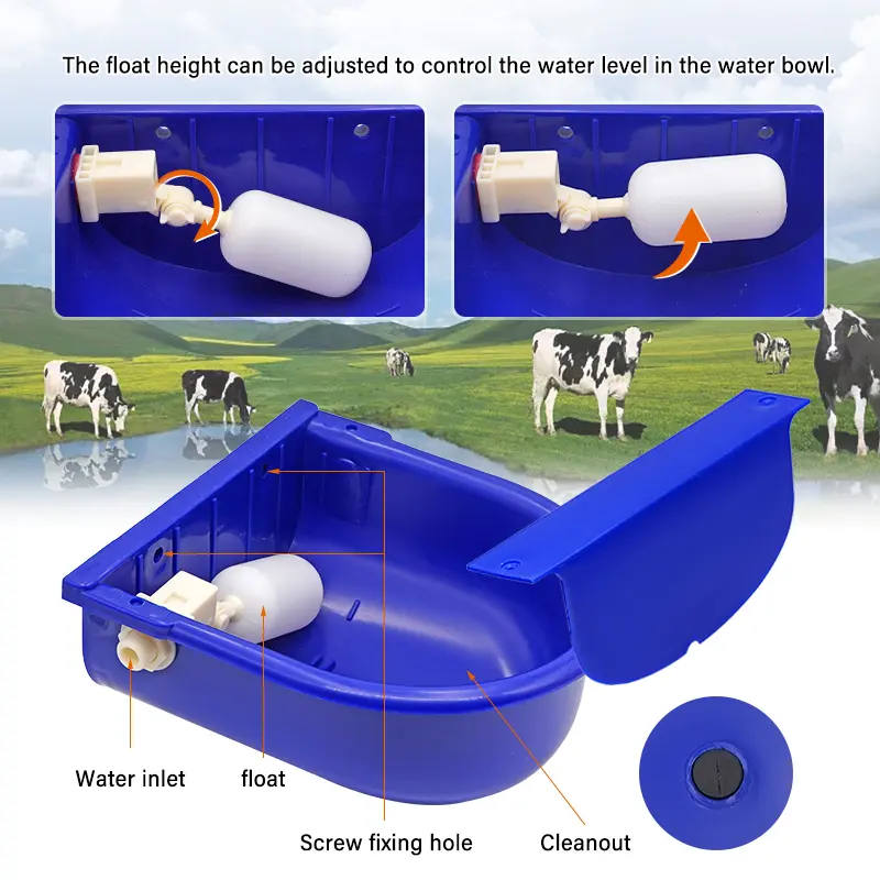 1 Pc Automatic Livestock Cattle Goat Sheep Water Drinker Eqipment Plastic Feeding Bowl with Drain Hole Float Valve Free Shipping