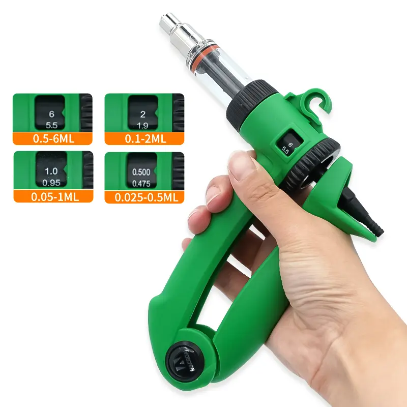 0.5-6ML Animal Automatic Adjustable Continuous Syringe  Veterinary Vaccine Syringe Injector for Pigs Cattle Sheep Animals