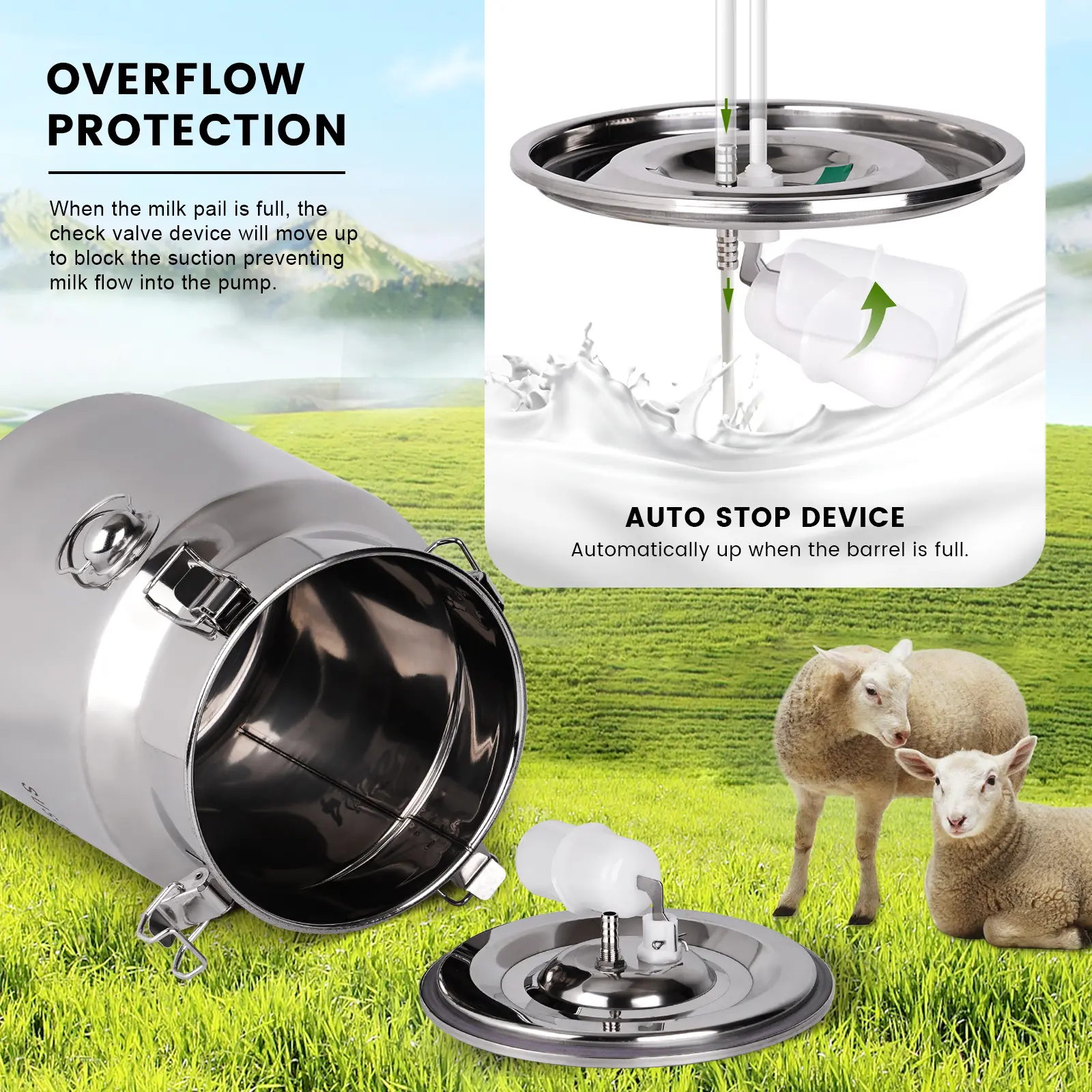 8L Electric Goats Milking Machine Rechargeable Electric Vacuum Pulsation Suction Pump Milker Machine for Sheep Farms